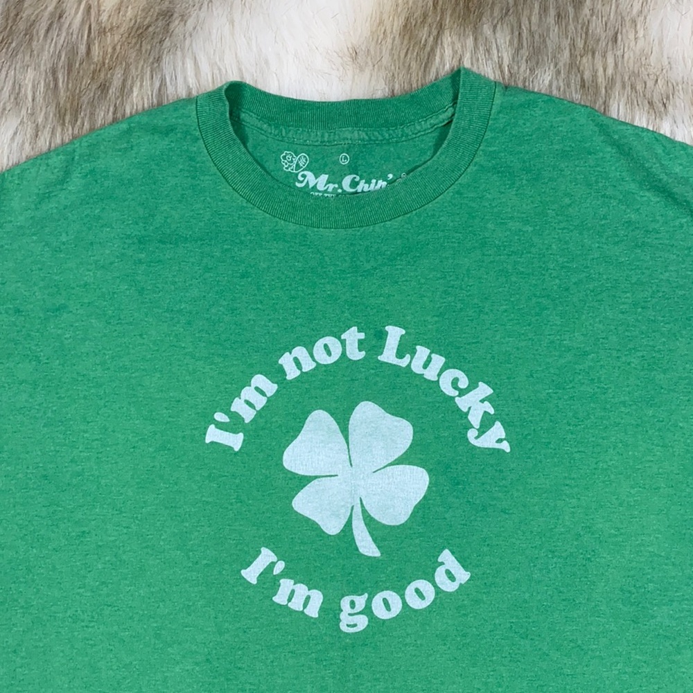 Lucky 4 Leaf Clover Short Sleeve T-Shirt, Size Large